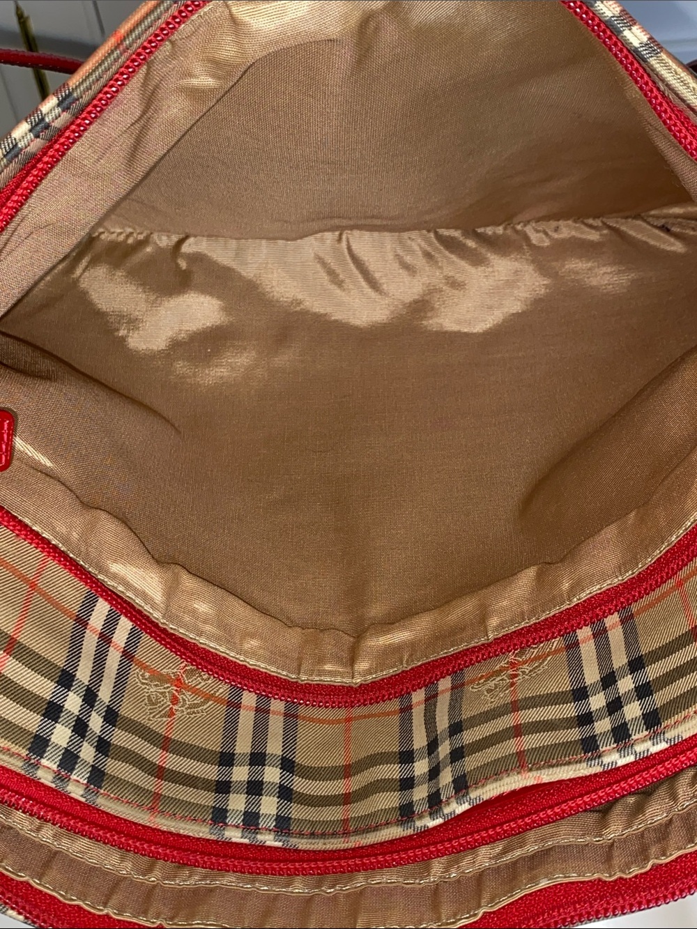Burberry Nova Check Tote with Red Trim and Handles - Picture 13 of 16